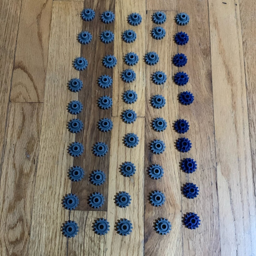50 KNEX Small 1" Gray and Blue Locking Gears - K'nex Education Replacement Parts
